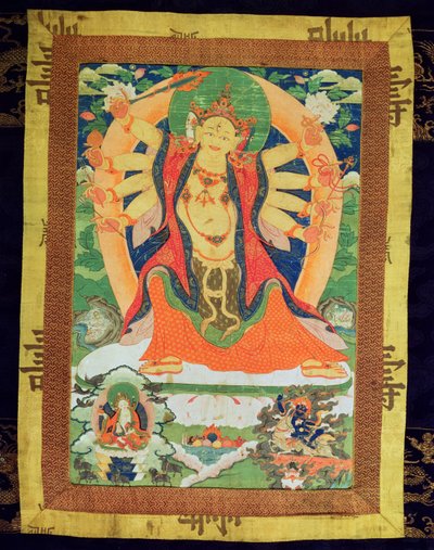 Pintura de Thangka representando uma Dharmapala feminina, provavelmente Lhamoo-so-sor-dang-ma, a Deusa das Crianças, 1750-1850 (papel e seda) de Tibetan School